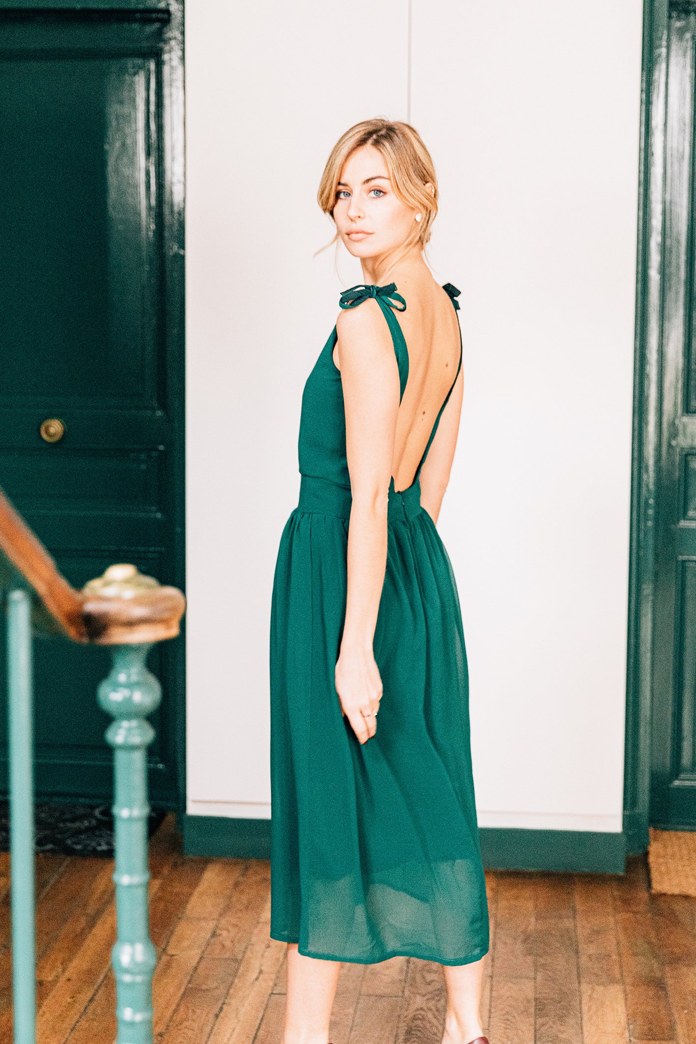 Robe verte best sale et or